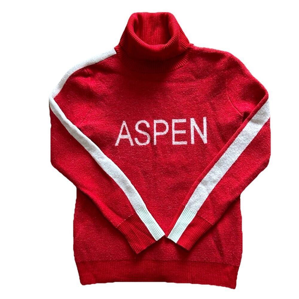 Aspen Snow Society 100% Italian Merino Wool Turtleneck Sweater Womens Medium Red - Picture 2 of 9